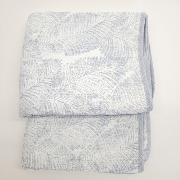 Tommy Bahama Quilted King Pillow Sham Cover Blue Tropical Palm Leaf Coastal NWOT - Picture 1 of 5